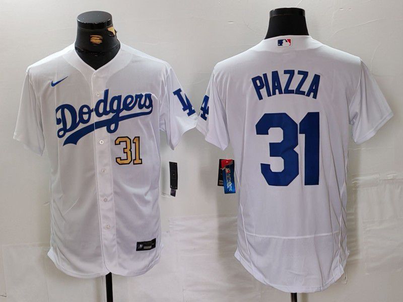 Men Los Angeles Dodgers #31 Piazza White Elite 2024 Nike MLB Jersey style 4